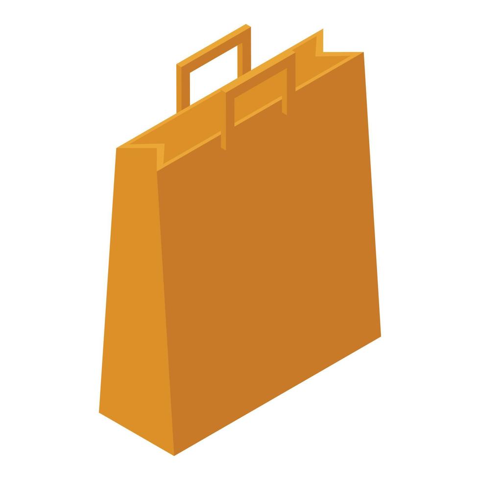 Paper bag icon, isometric style vector