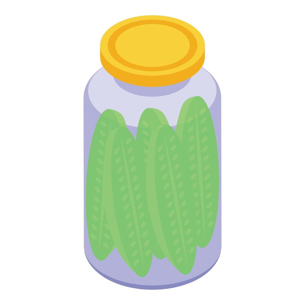 icono de pepino en escabeche, estilo isométrico vector