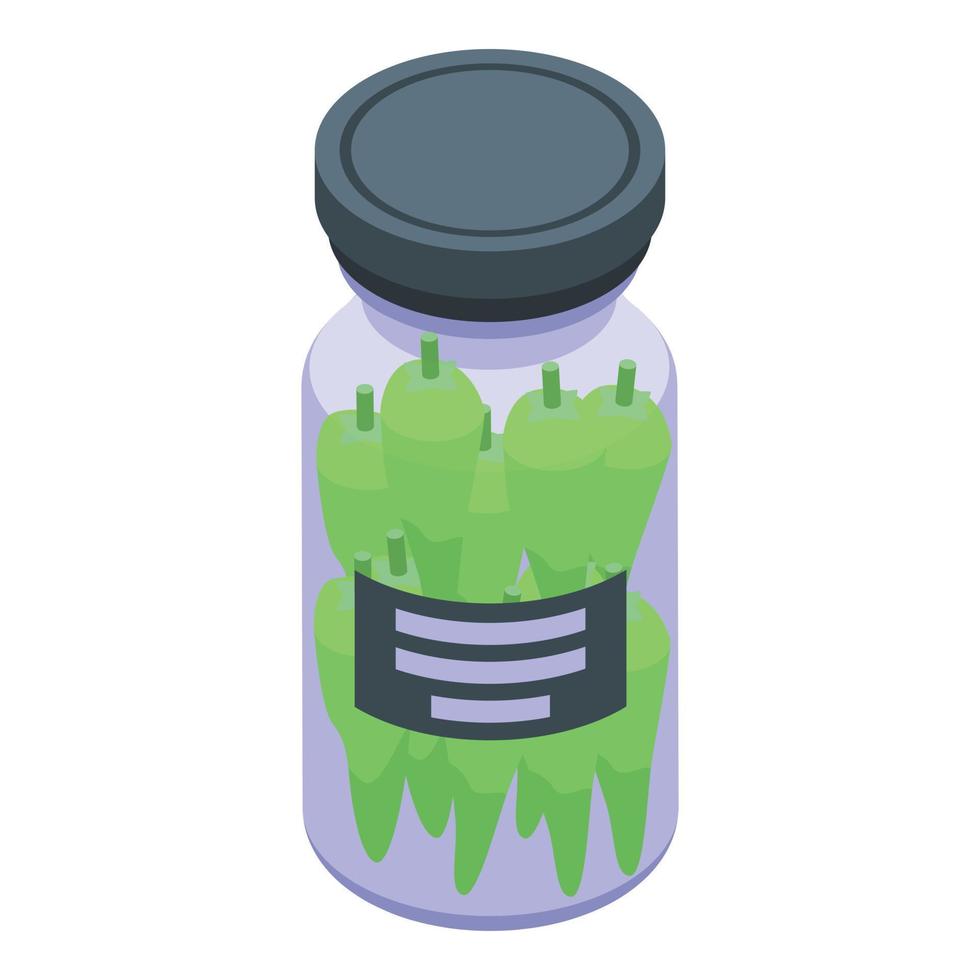 icono de pimiento verde en escabeche, estilo isométrico vector