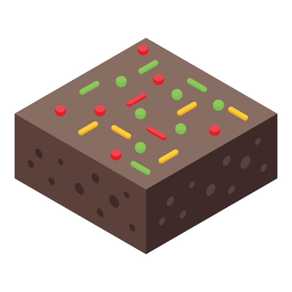 icono de pastel de chocolate de caramelo de navidad, estilo isométrico vector