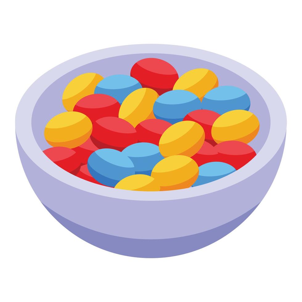 Christmas candy bowl icon, isometric style vector