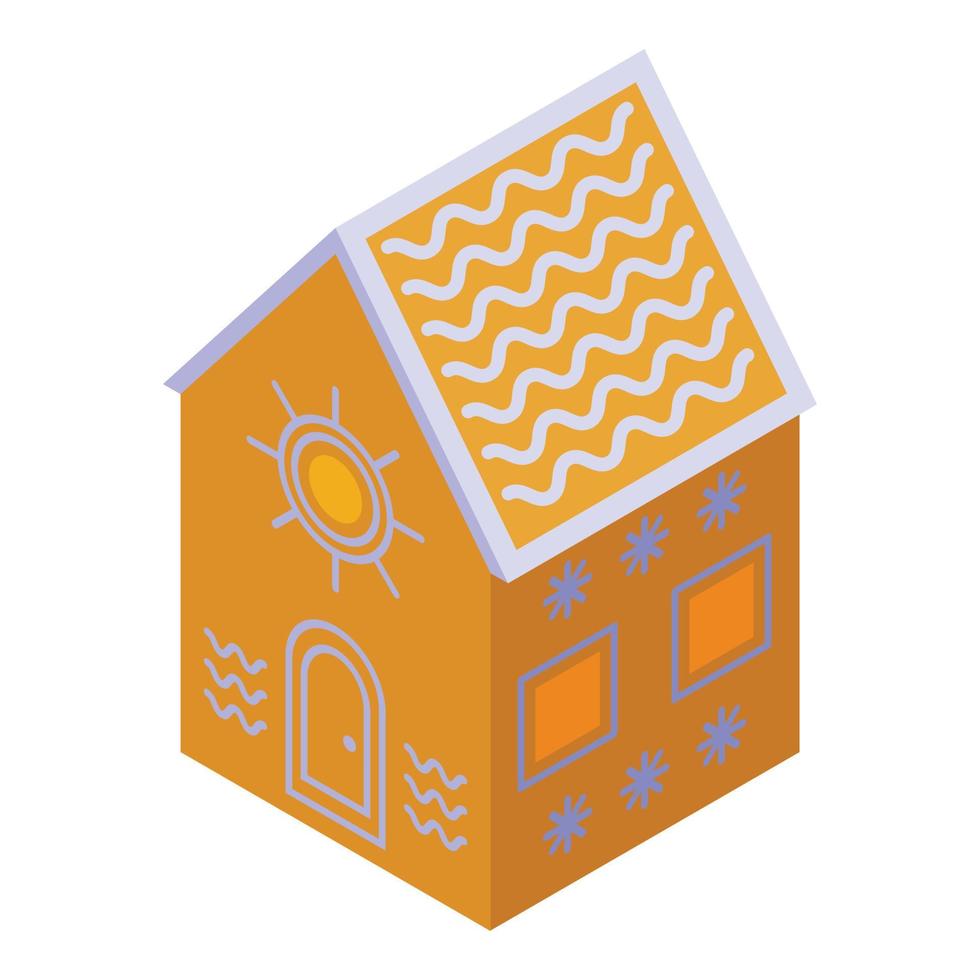 Dessert gingerbread house icon, isometric style vector