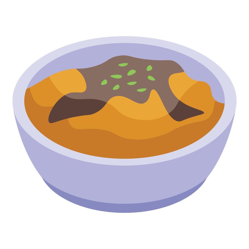 Mashed potatoes bowl icon, isometric style vector