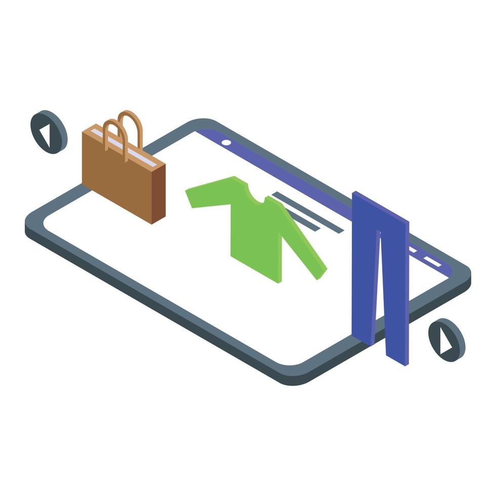 Online cloth shop icon, isometric style vector