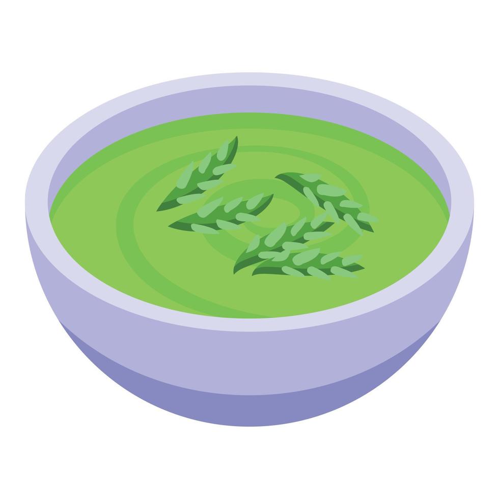 Asparagus soup icon, isometric style vector