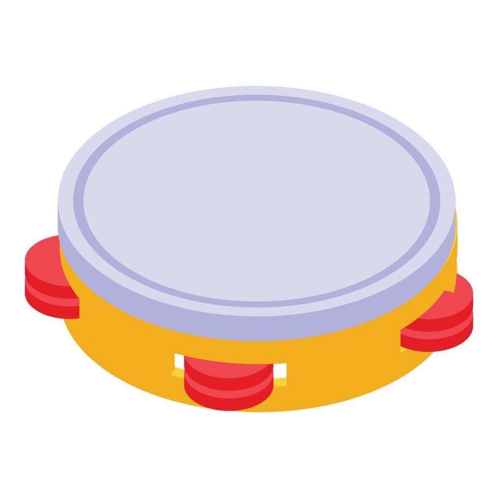 Flat tambourine icon, isometric style vector