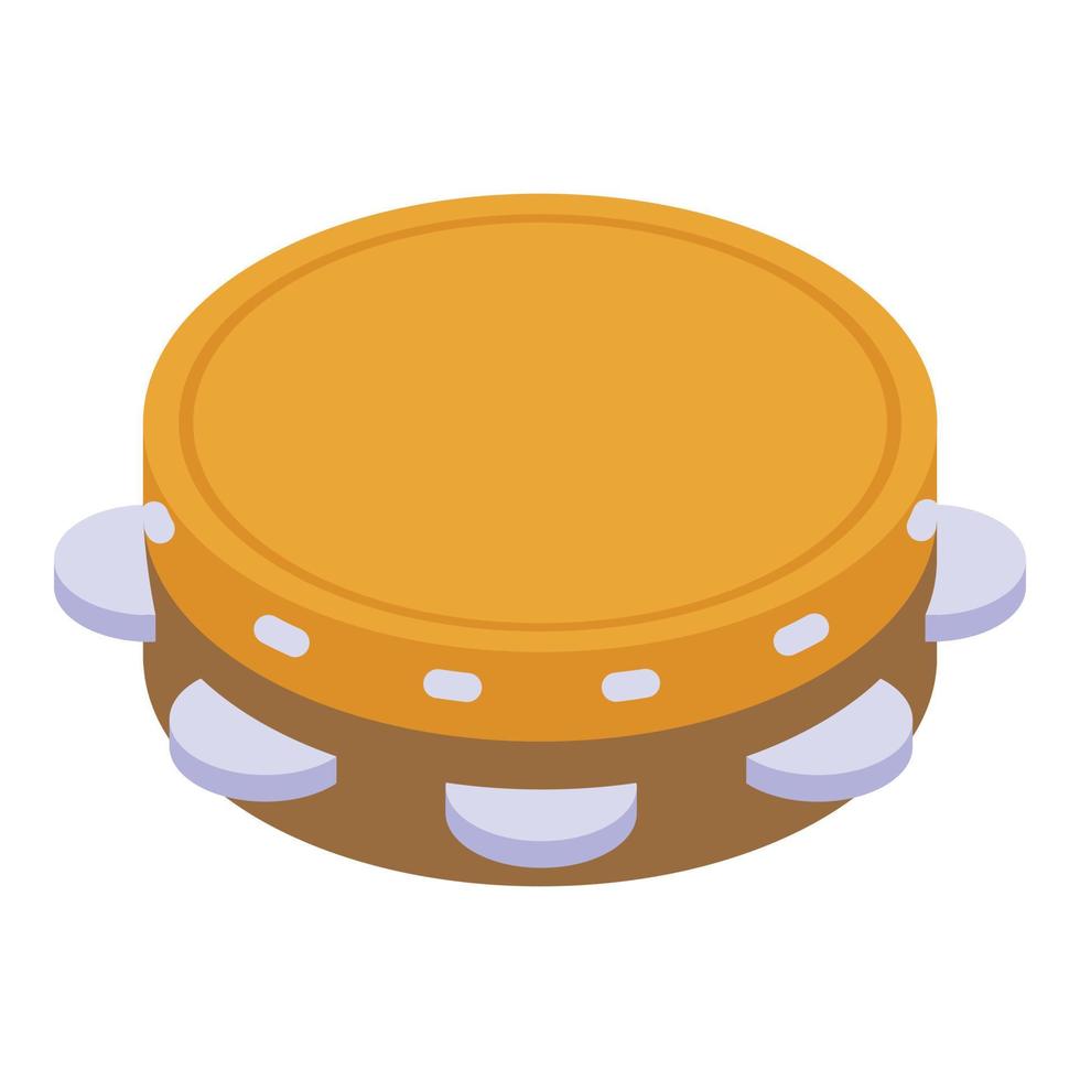 Play tambourine icon, isometric style vector