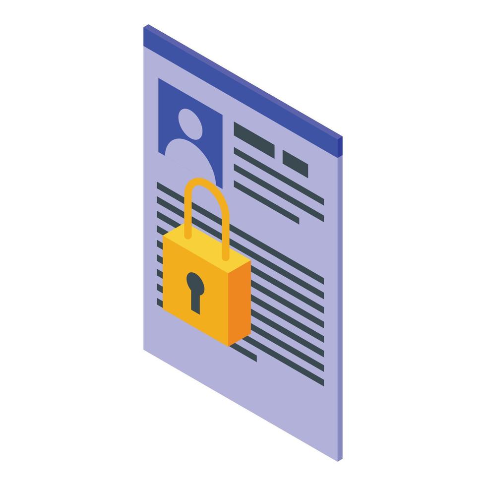 Private personal data icon, isometric style vector