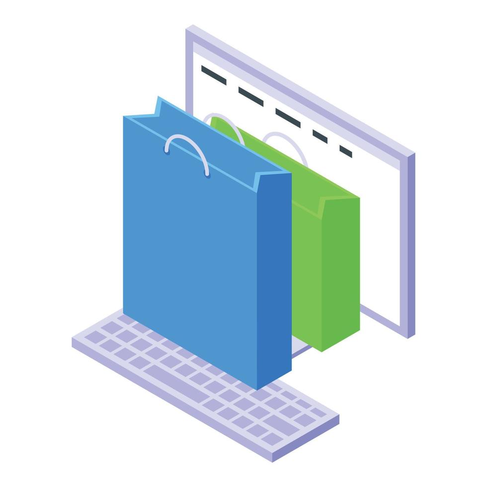 Online shopping icon, isometric style vector