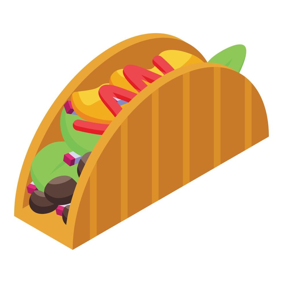 icono de tacos de cena, estilo isométrico vector