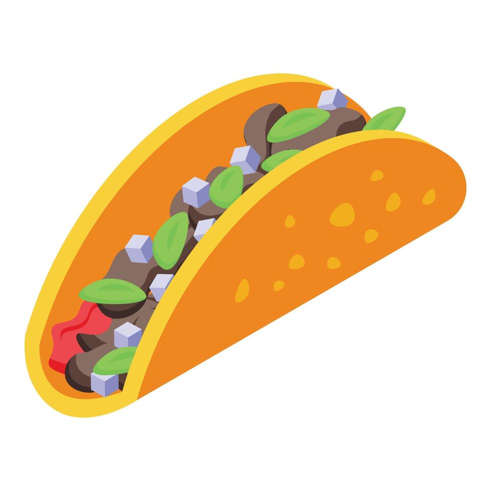 Bean tacos icon, isometric style vector