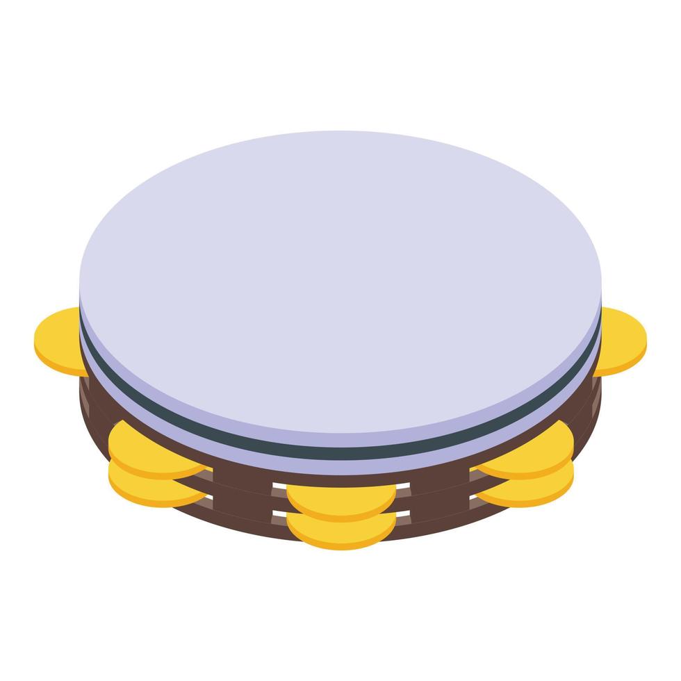 Old tambourine icon, isometric style vector