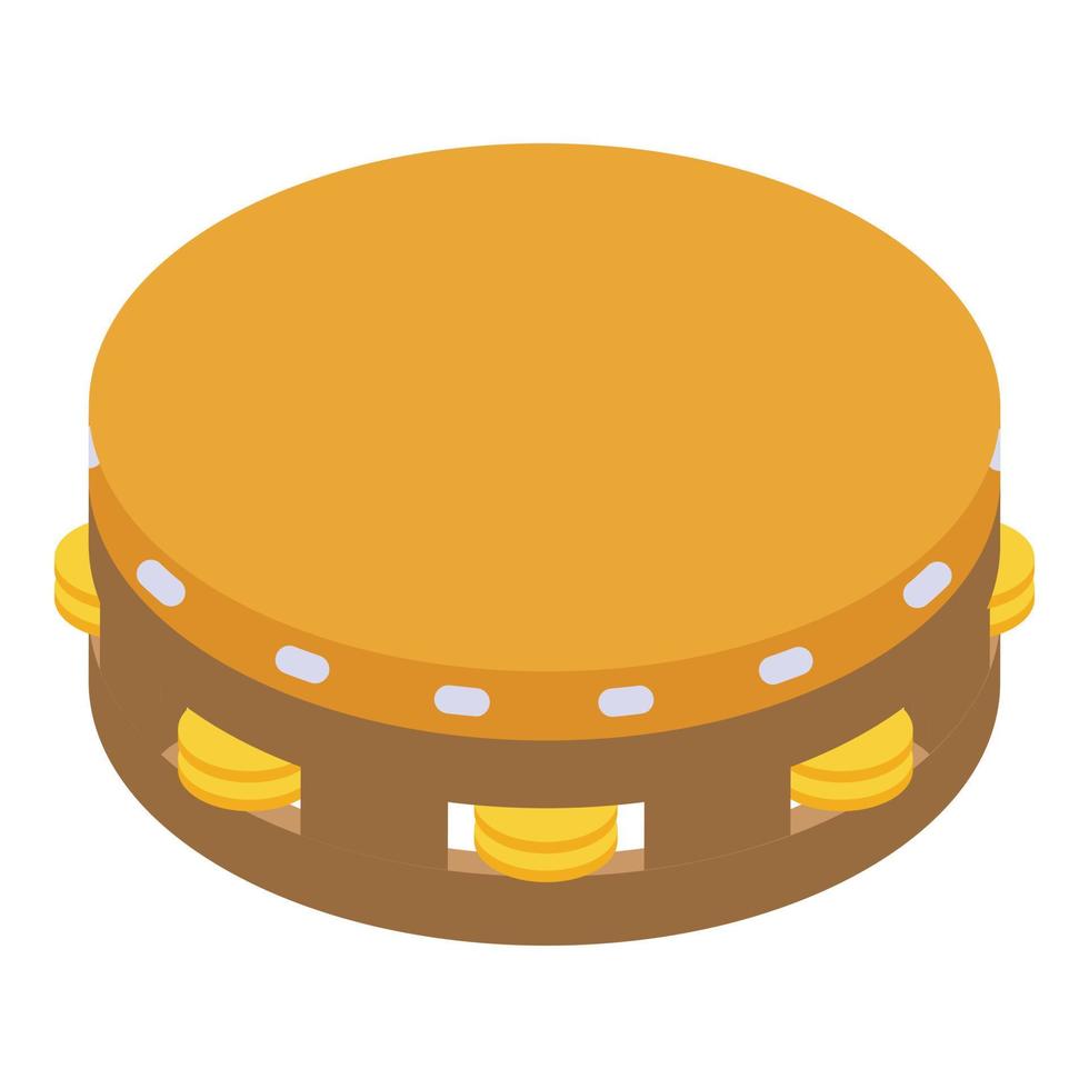 Tambourine samba icon, isometric style vector