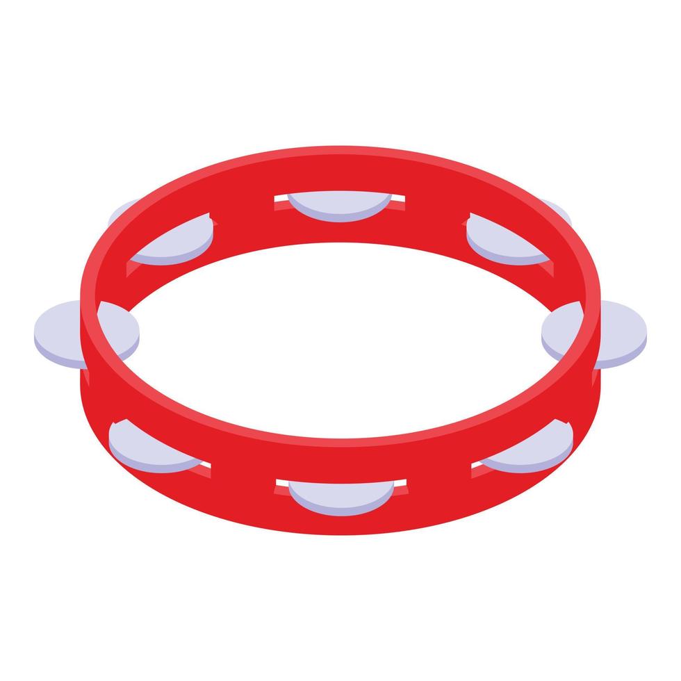 Red tambourine icon, isometric style vector