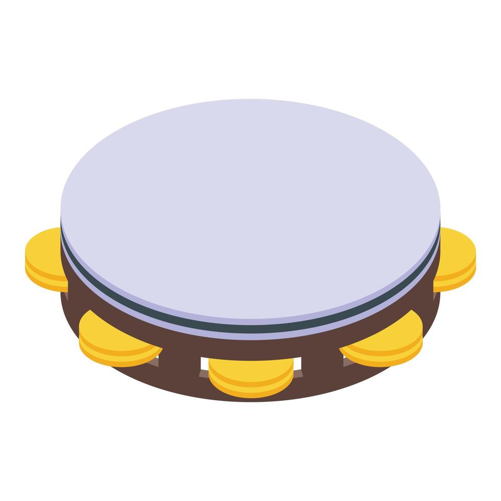 Musical tambourine icon, isometric style vector