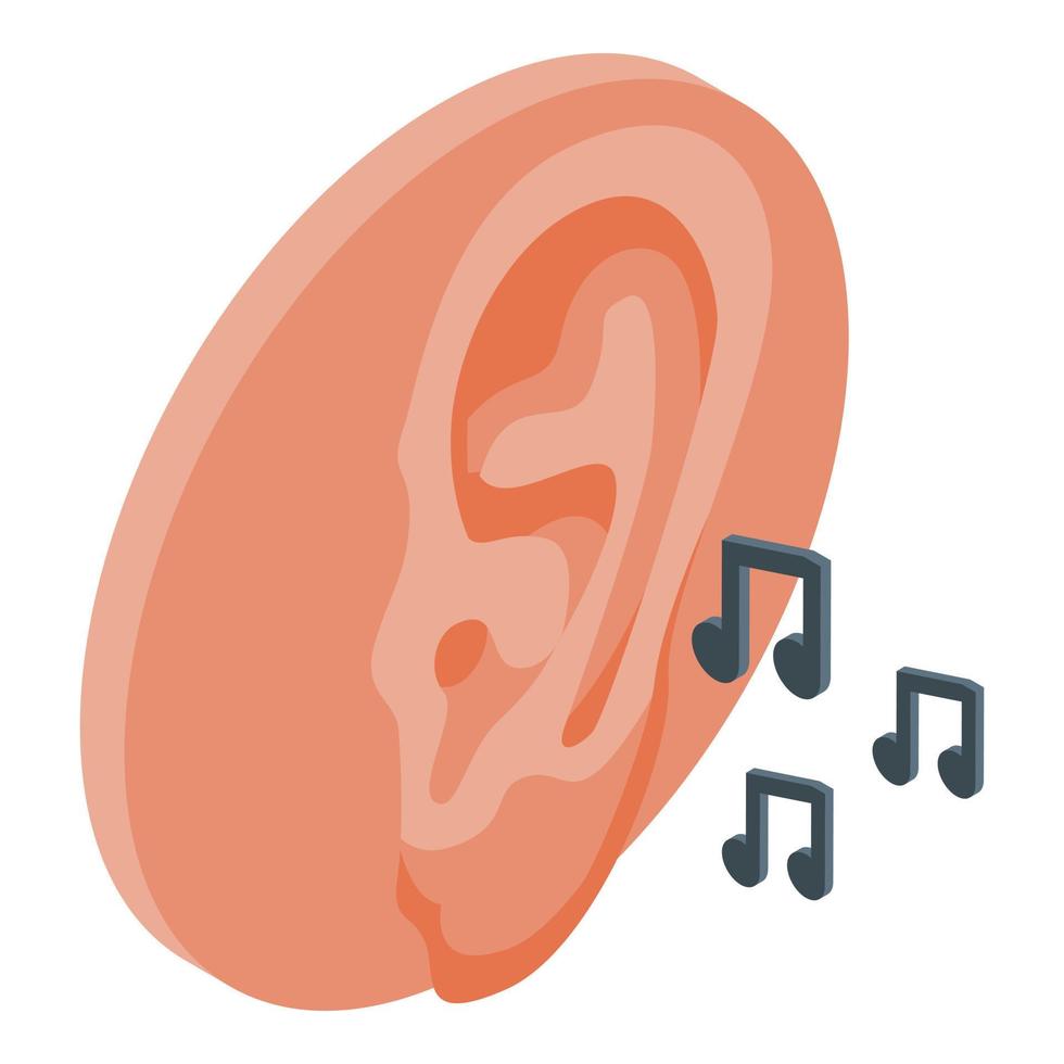 Hearing music icon, isometric style vector