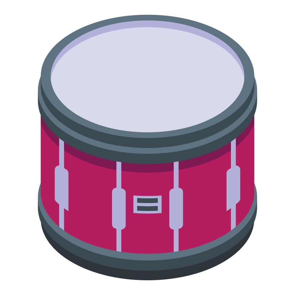 Music drum icon, isometric style vector
