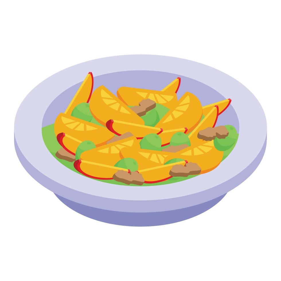 Fresh fruit salad icon, isometric style vector
