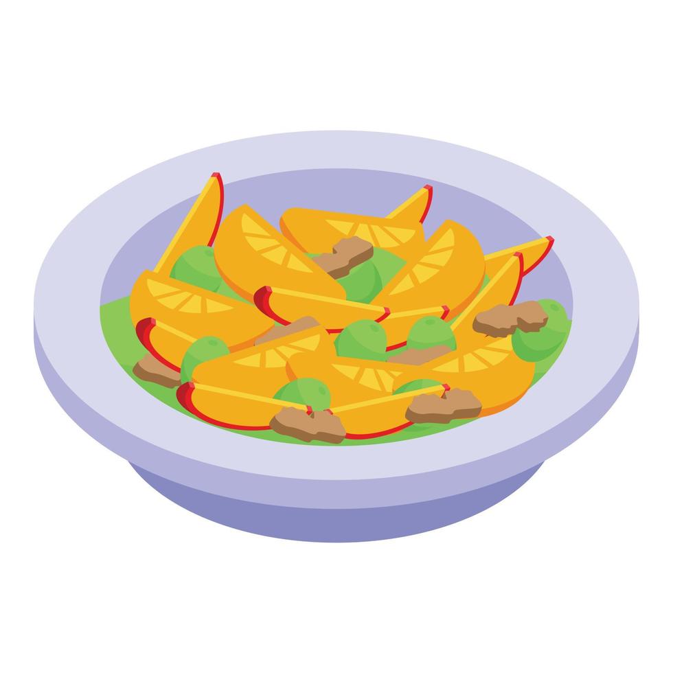 icono de ensalada de fruta fresca, estilo isométrico vector