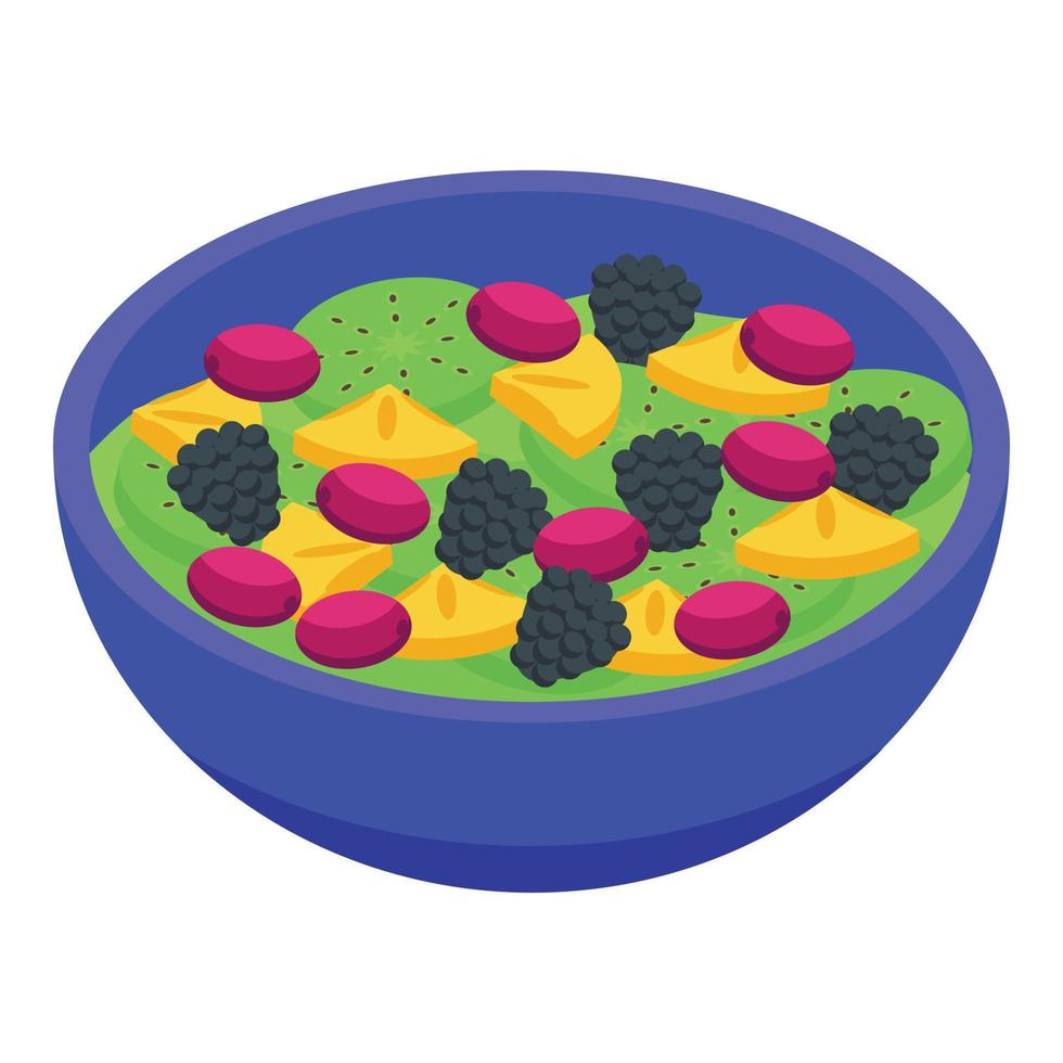 icono de ensalada de frutas de mora, estilo isométrico vector
