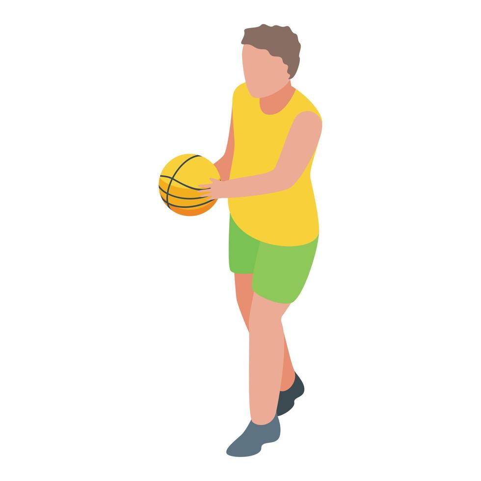 Young boy basketball play icon, isometric style vector