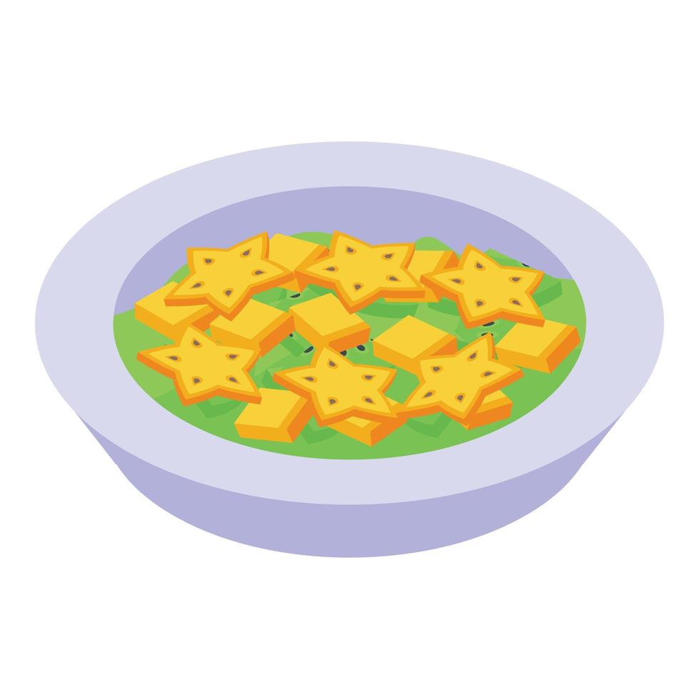 Organic fruit salad icon, isometric style vector