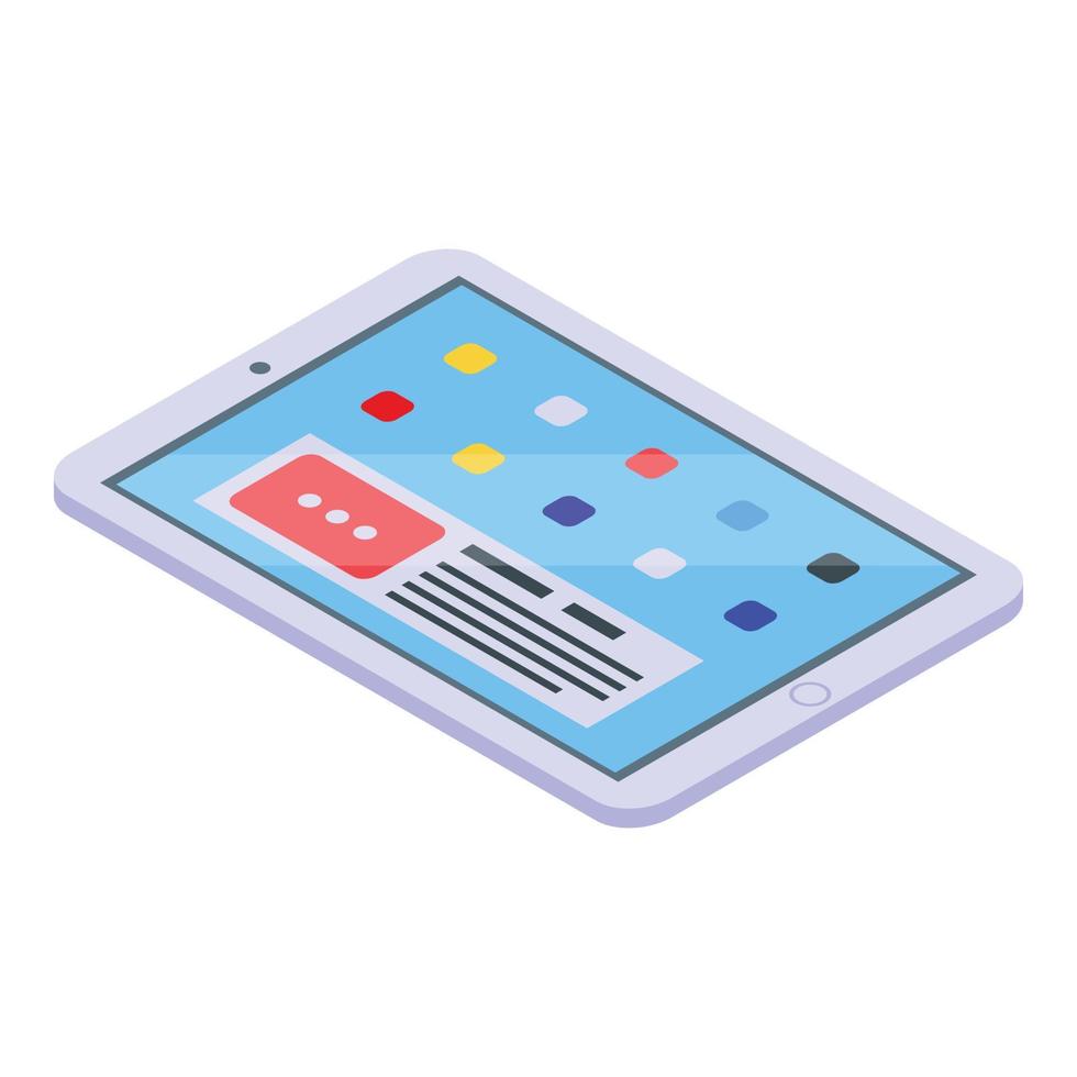 Tablet gadget icon, isometric style vector