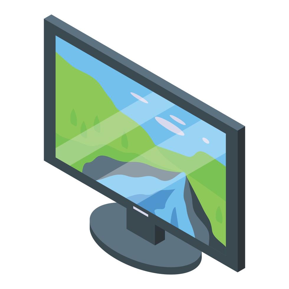 icono de monitor de televisión inteligente, estilo isométrico vector