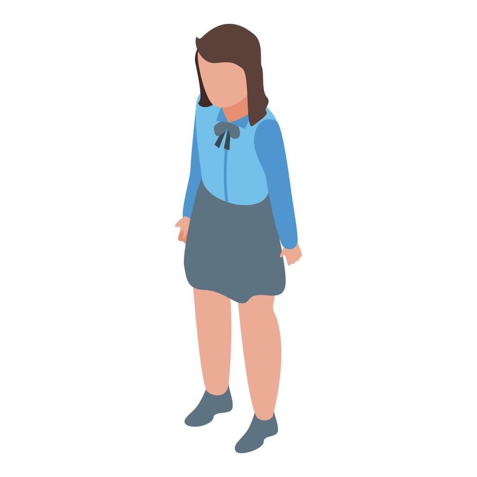 School uniform girl icon, isometric style vector