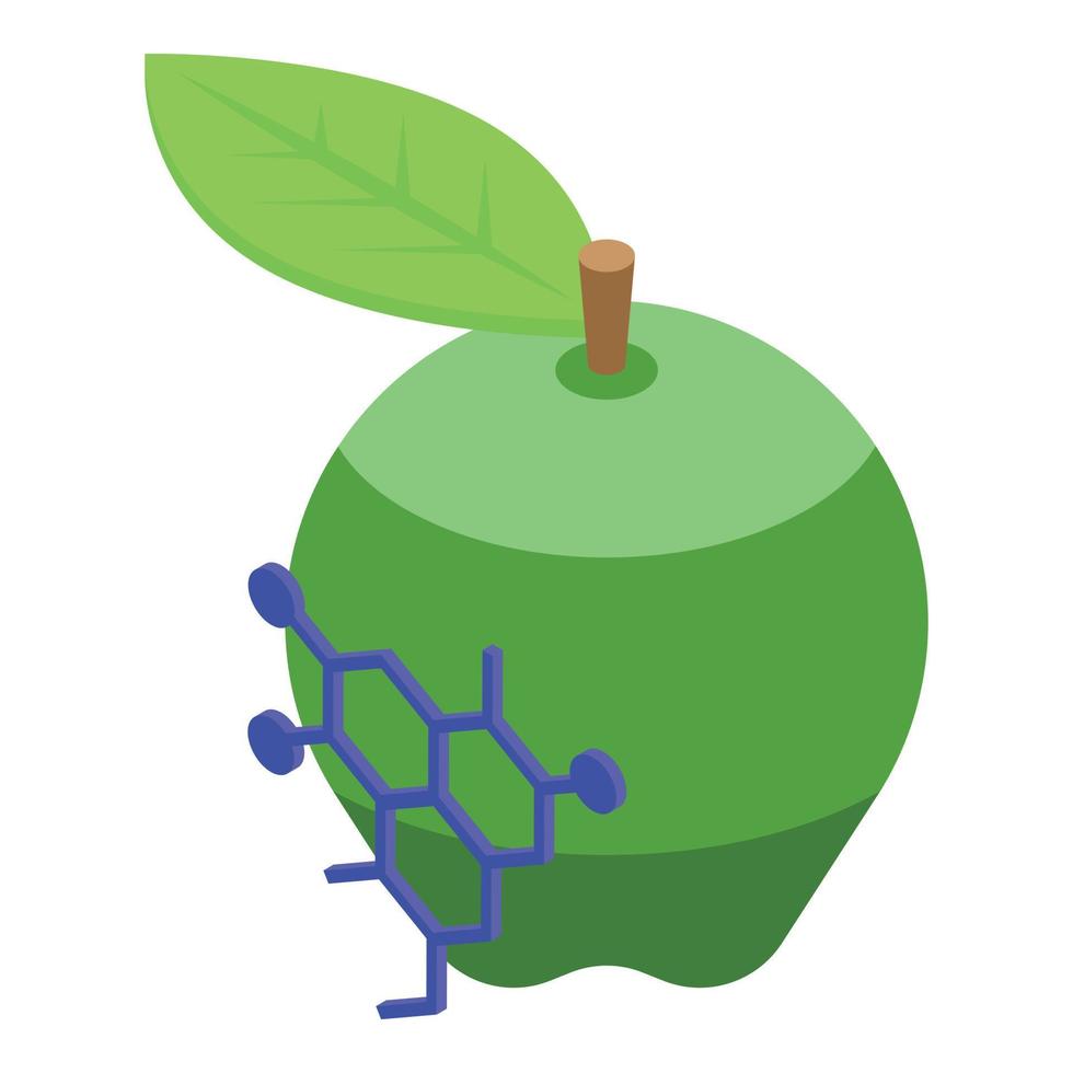 icono de manzana gmo, estilo isométrico vector