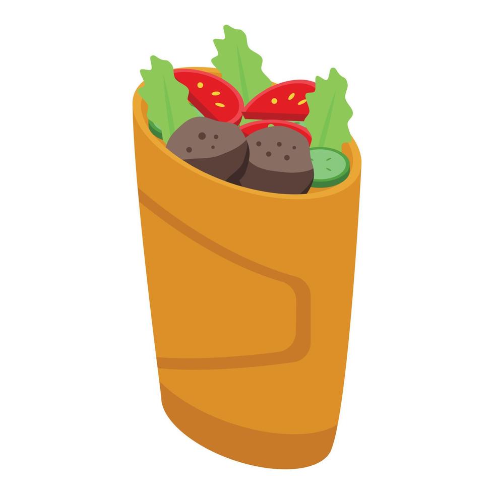 Falafel kebab icon, isometric style vector