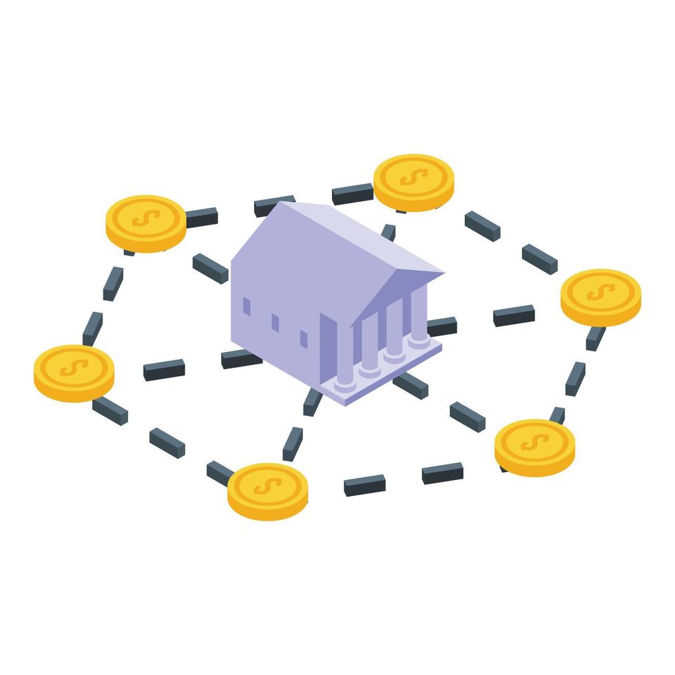 Bank scheme hierarchy icon, isometric style vector