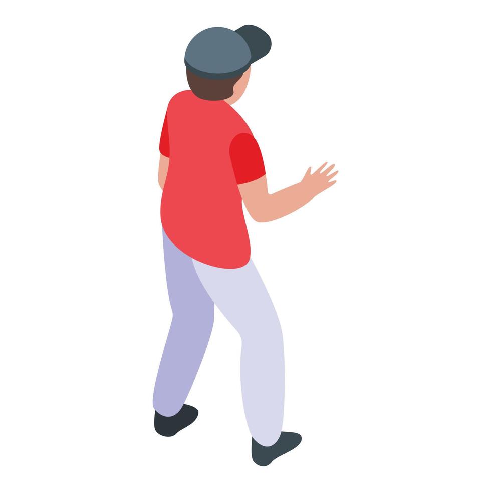 Boy cap playing cricket icon, isometric style vector