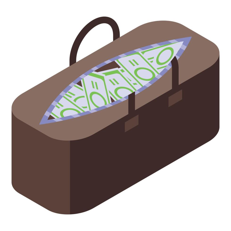 icono de bolsa de dinero de herencia, estilo isométrico vector