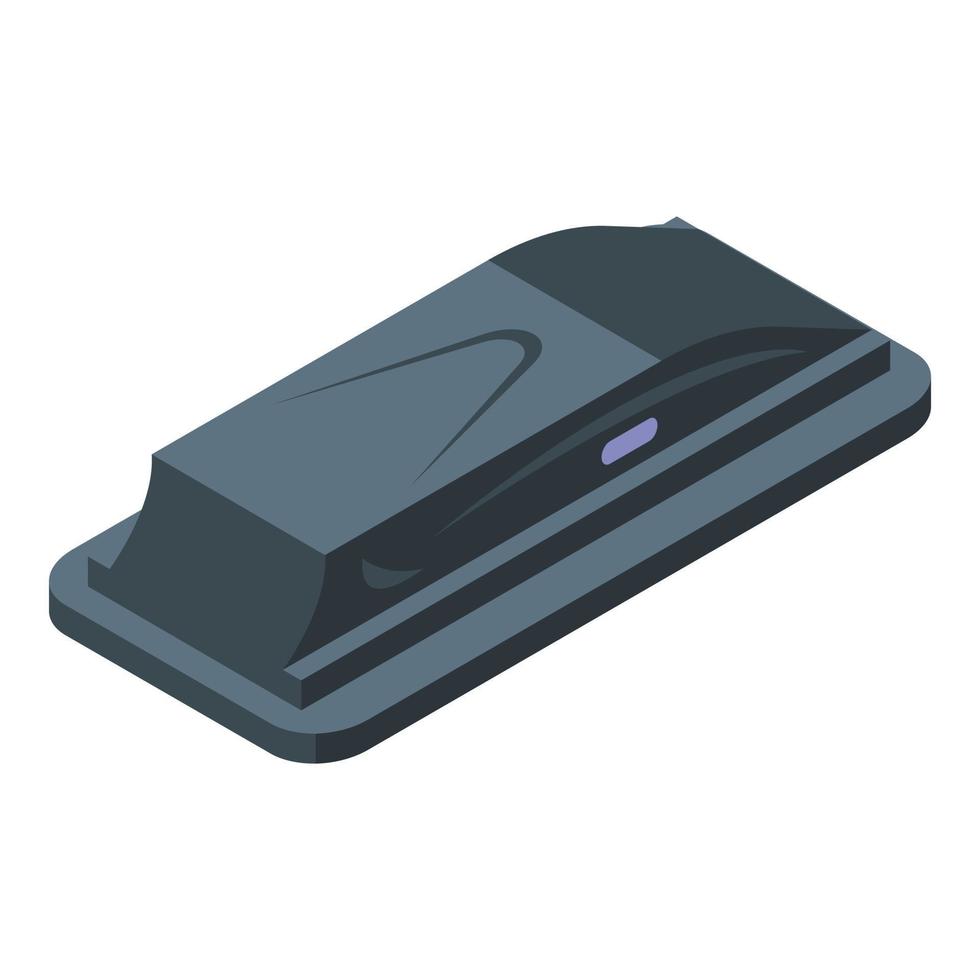 Car roof trip baggage icon, isometric style vector