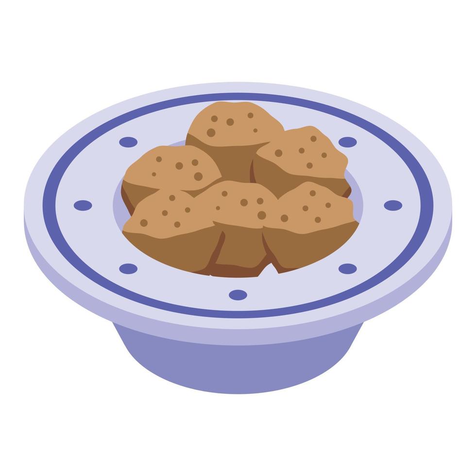 Bowl falafel icon, isometric style vector