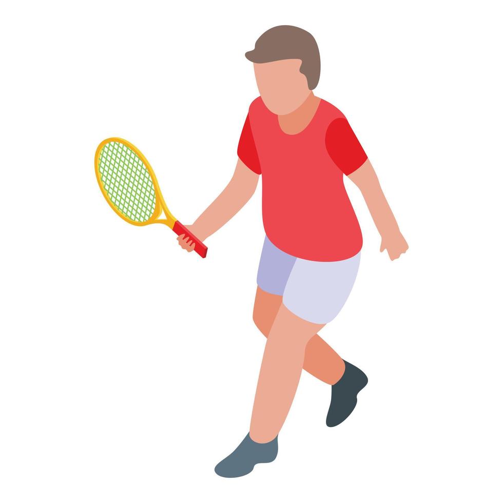 Boy tennis player icon, isometric style vector