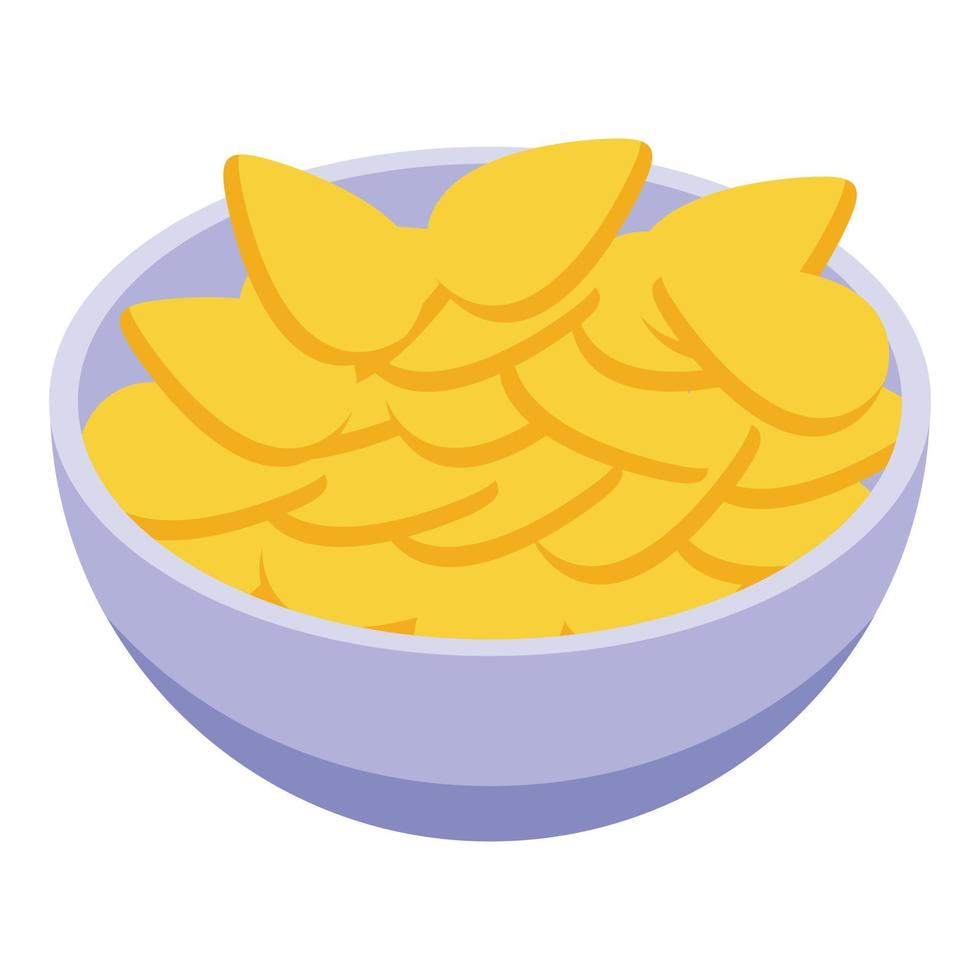 Snacks bowl icon, isometric style vector