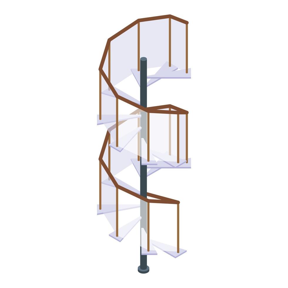 Railing spiral staircase icon, isometric style vector