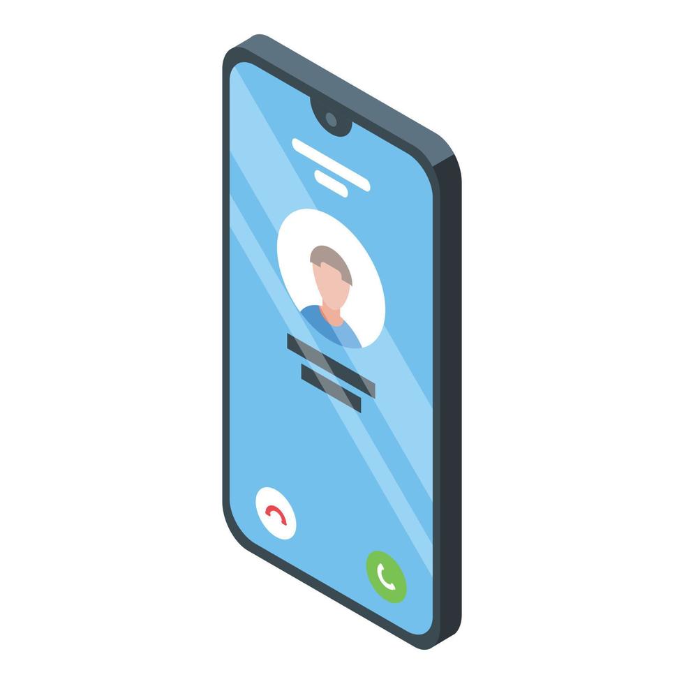 Smartphone incoming call icon, isometric style vector