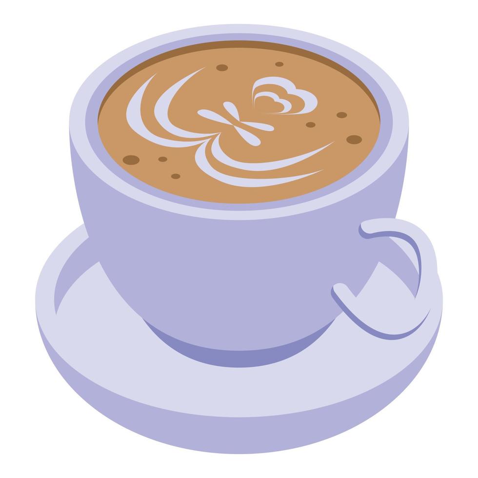 Latte cup icon, isometric style vector