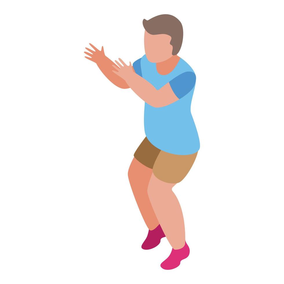 Jumping volleyball player icon, isometric style vector