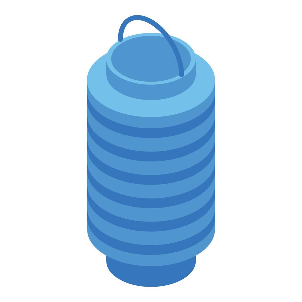 Floating paper lantern icon, isometric style vector