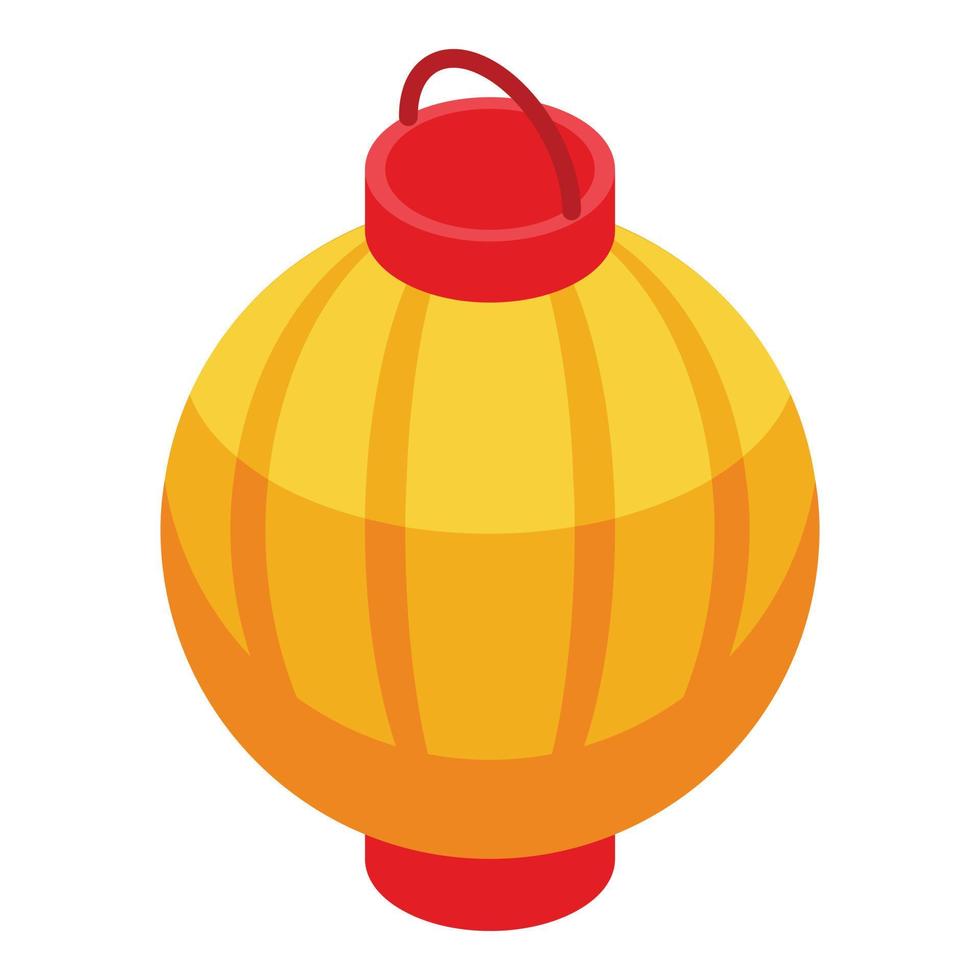 Floating red lantern icon, isometric style vector
