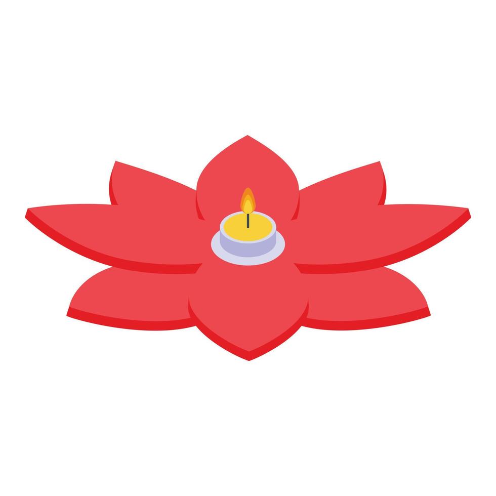 Lotus floating lantern icon, isometric style vector