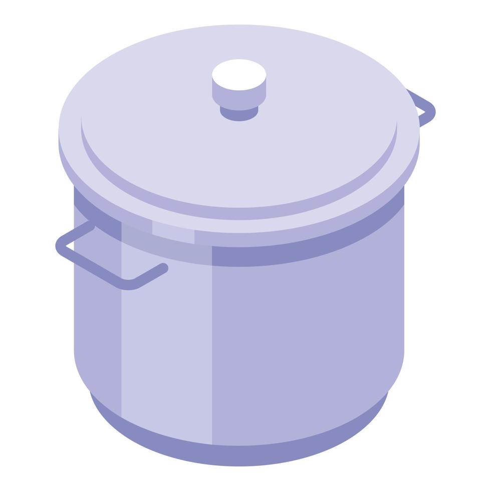 Steel saucepan icon, isometric style vector