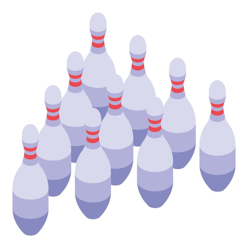 Bowling pins icon, isometric style vector