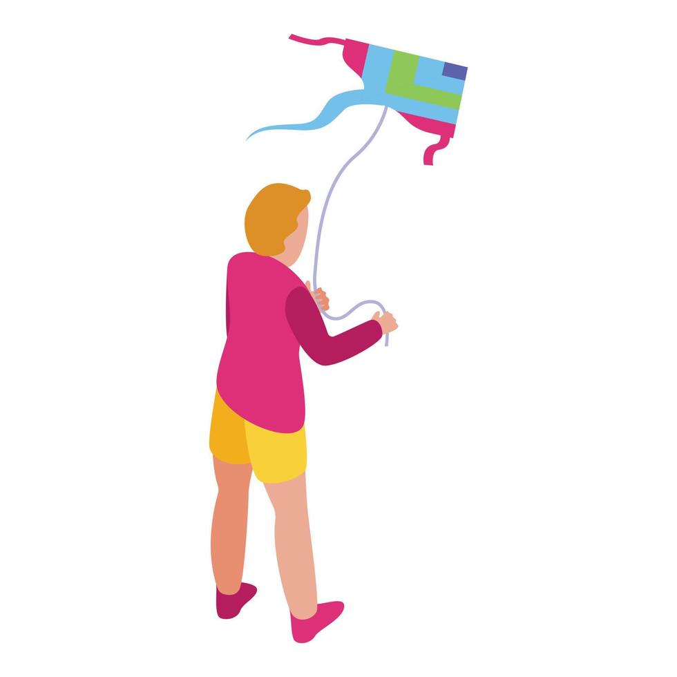 Child kite icon, isometric style vector