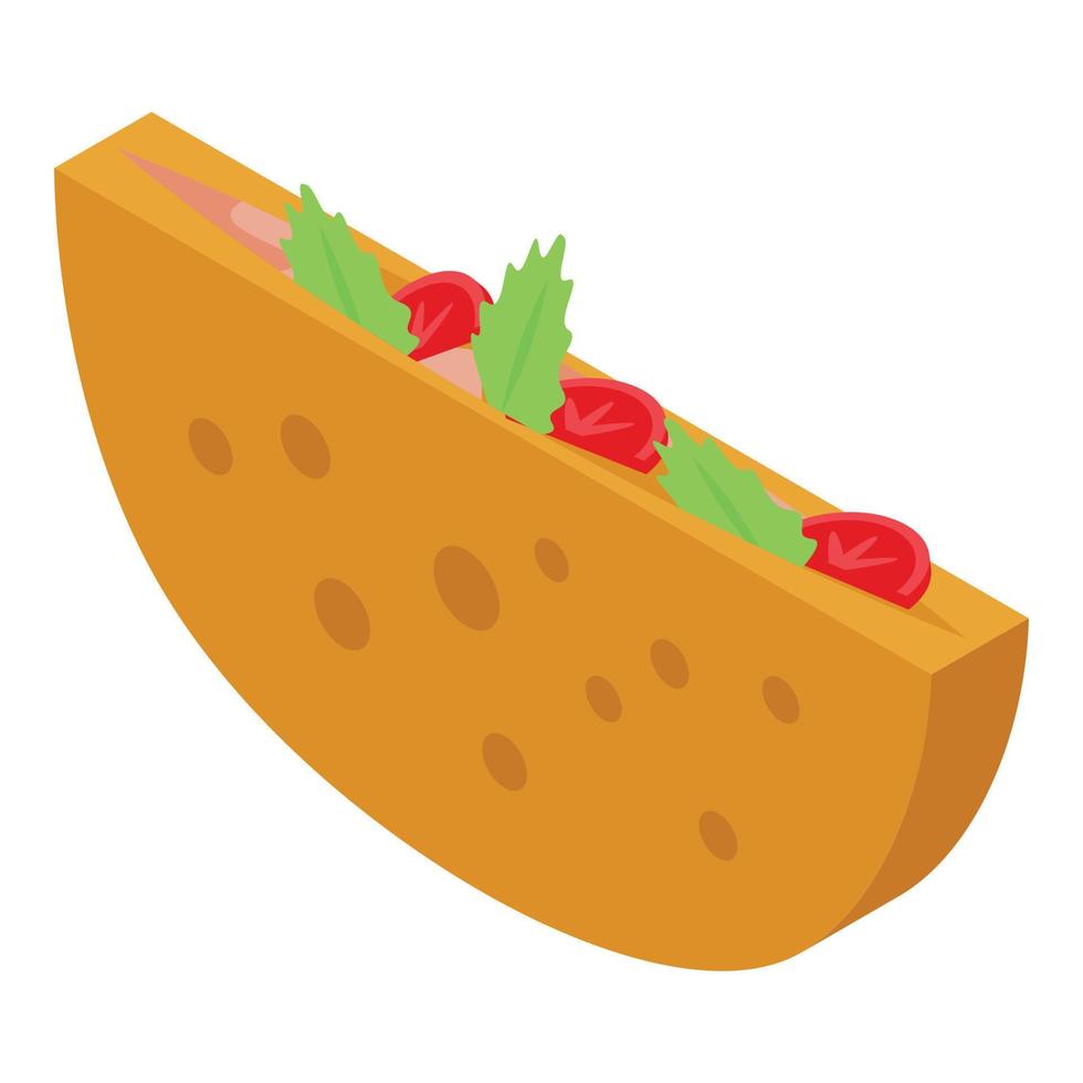 Pita bread salad icon, isometric style vector