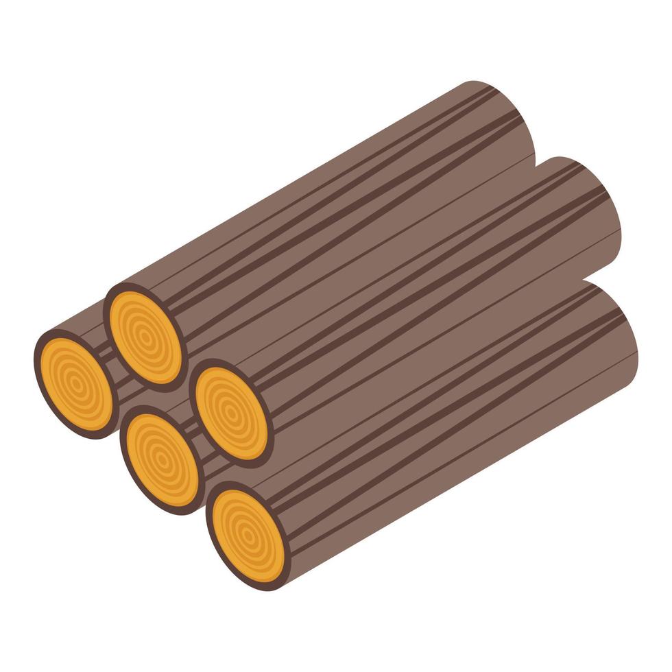 Wood logs icon, isometric style vector